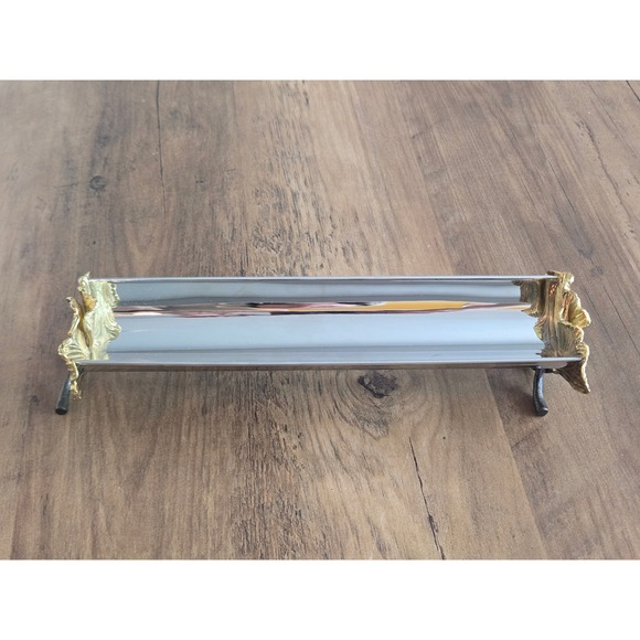 Michael Aram Golden Ginkgo Macaron Cracker Dish Stainless Steel Brass - Picture 4 of 11